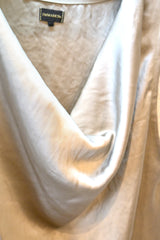 EMMAスムーストリアセテートドレープブラウス (アースグリーン色)/ Original Design