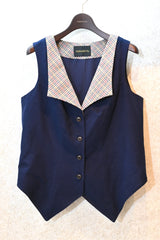 EMMAクラシカルパネル・スエードタッチベスト /100% Made in Japan