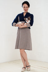 EMMAスエードタッチクラシカルVネックOP /100% Made in Japan