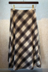 EMMAチェックサイドフレアスカート /100% Made in Japan