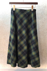 EMMAチェックサイドフレアスカート /100% Made in Japan